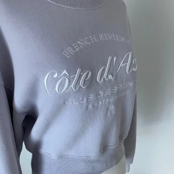 ABERCROMBIE & FITCH Soft AF Lavender Cropped Sweatshirt Size XXS - Picture 2 of 7